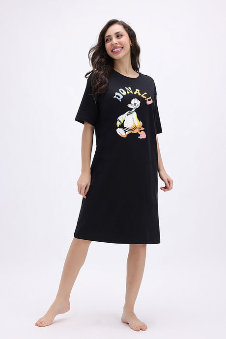Zivame Mickey and Friends Knit Cotton Loungewear Dress - Black Beauty — image 2